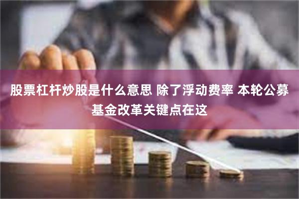 股票杠杆炒股是什么意思 除了浮动费率 本轮公募基金改革关键点在这
